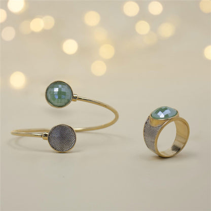 Pulseira Possebon Folheada a Ouro e Ródio Branco - Pedra Natural Quartzo Rosa