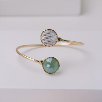 Pulseira Possebon Folheada a Ouro e Ródio Branco - Pedra Natural Quartzo Rosa