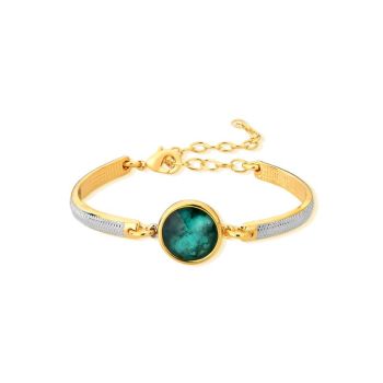 Pulseira Possebon Folheada a Ouro e Ródio Branco - Pedra Natural