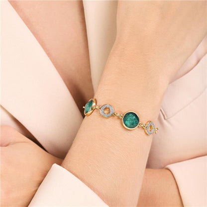 Pulseira Possebon Folheada a Ouro e Ródio Branco - Pedra Natural