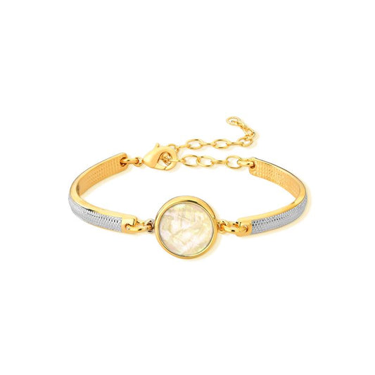 Pulseira Possebon Folheada a Ouro e Ródio Branco - Pedra Natural