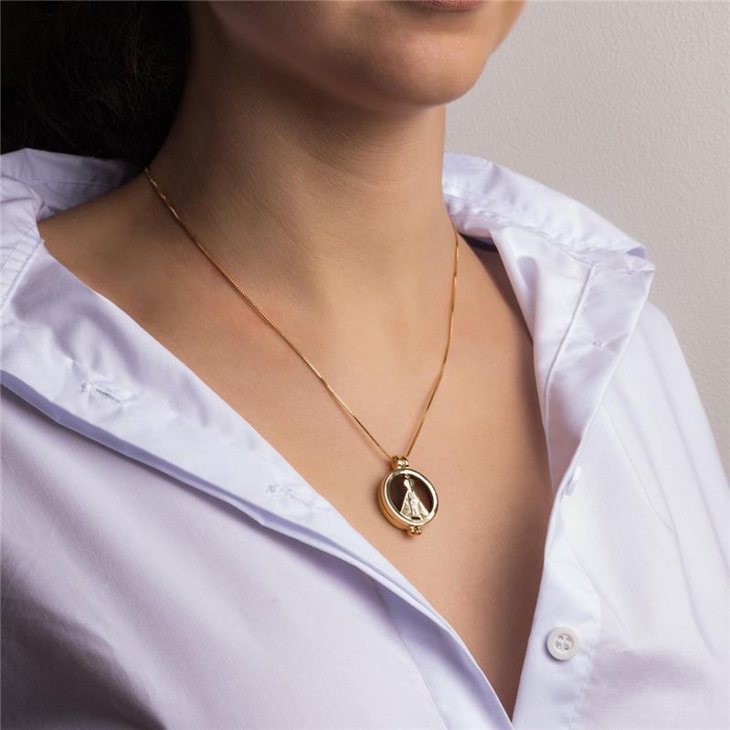 Relicário Nossa Senhora Aparecida folheado a ouro
