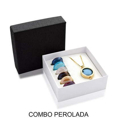 Combo Brilhato Relicário efeito perolado folheado a ouro - foto 1