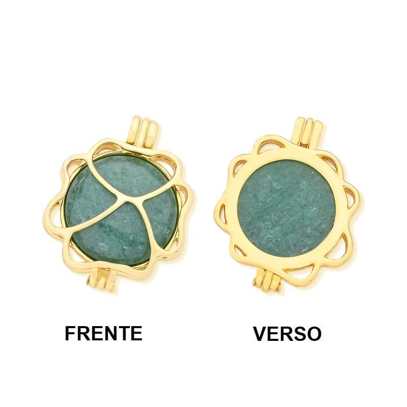 Combo Brilhato Relicário Trevo da Sorte folheado a ouro - foto 2