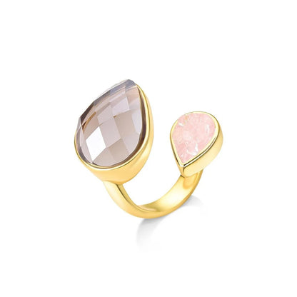 Anel Possebon Folheado a Ouro - Pedra Natural