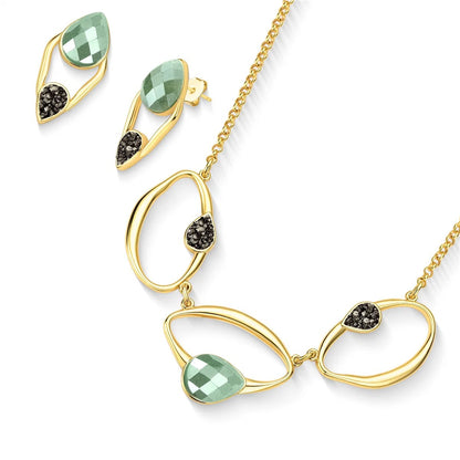 Conjunto Brilhato Pedras Naturais Brasileiras — Folheado a Ouro