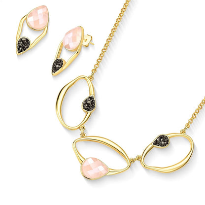 Conjunto Brilhato Pedras Naturais Brasileiras — Folheado a Ouro