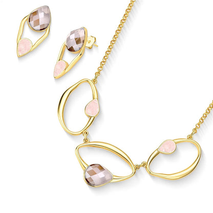 Conjunto Brilhato Pedras Naturais Brasileiras — Folheado a Ouro