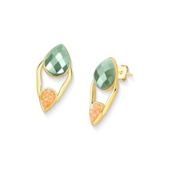 Conjunto Brilhato Pedras Naturais Brasileiras — Folheado a Ouro
