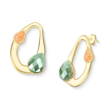Conjunto Brilhato Pedras Naturais Brasileiras — Folheado a Ouro