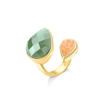 Conjunto Brilhato Pedras Naturais Brasileiras — Folheado a Ouro
