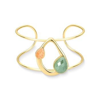 Conjunto Brilhato Pedras Naturais Brasileiras — Folheado a Ouro