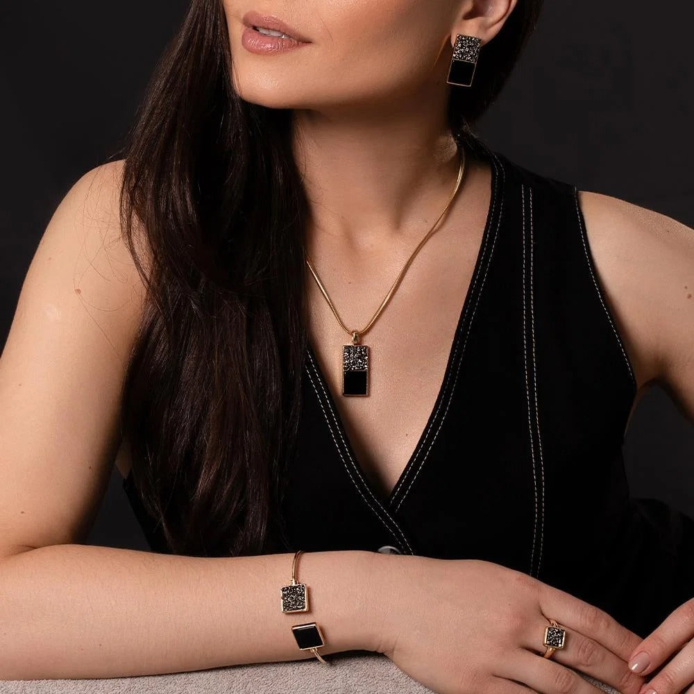 Conjunto Brilhato Pedras Naturais Brasileiras — Folheado a Ouro