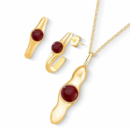 Conjunto Brilhato Pedras Naturais Brasileiras — Folheado a Ouro