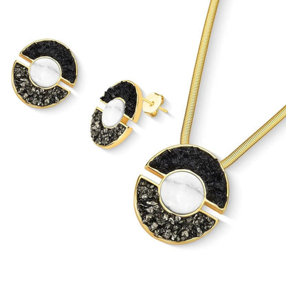 Conjunto Brilhato Pedras Naturais Brasileiras — Folheado a Ouro