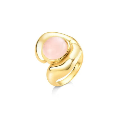 Anel Possebon Folheado a Ouro - Pedra Natural