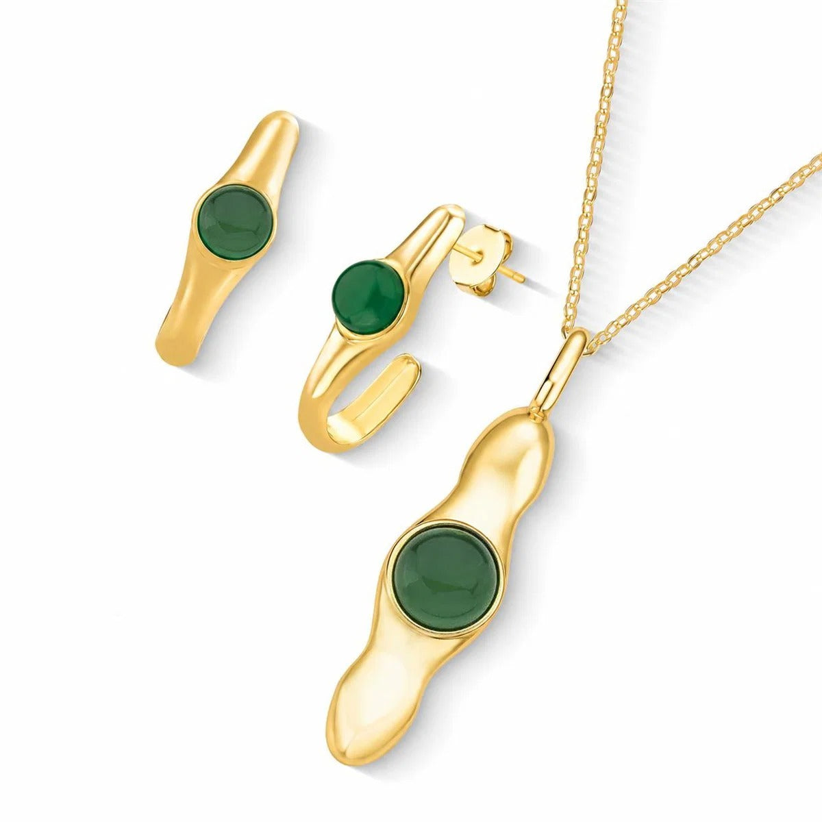 Conjunto Brilhato Pedras Naturais Brasileiras — Folheado a Ouro