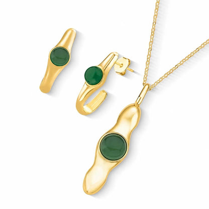 Conjunto Brilhato Pedras Naturais Brasileiras — Folheado a Ouro