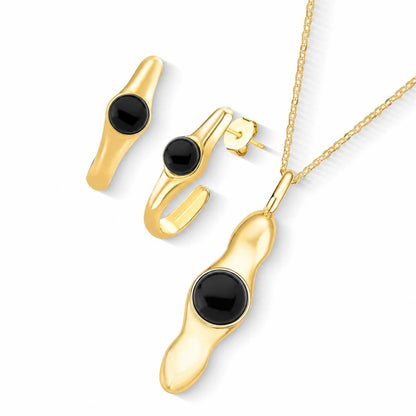Conjunto Brilhato Pedras Naturais Brasileiras — Folheado a Ouro