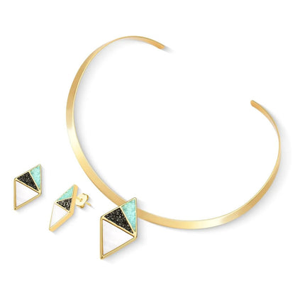 Conjunto Brilhato Pedras Naturais Brasileiras — Folheado a Ouro