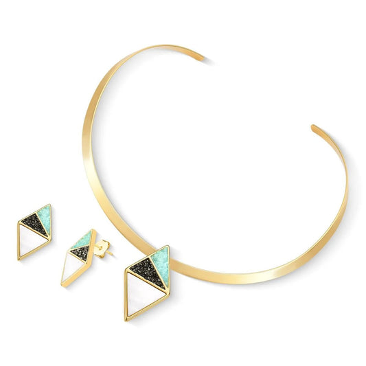 Conjunto Brilhato Pedras Naturais Brasileiras — Folheado a Ouro