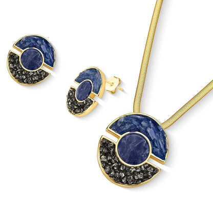 Conjunto Brilhato Pedras Naturais Brasileiras — Folheado a Ouro