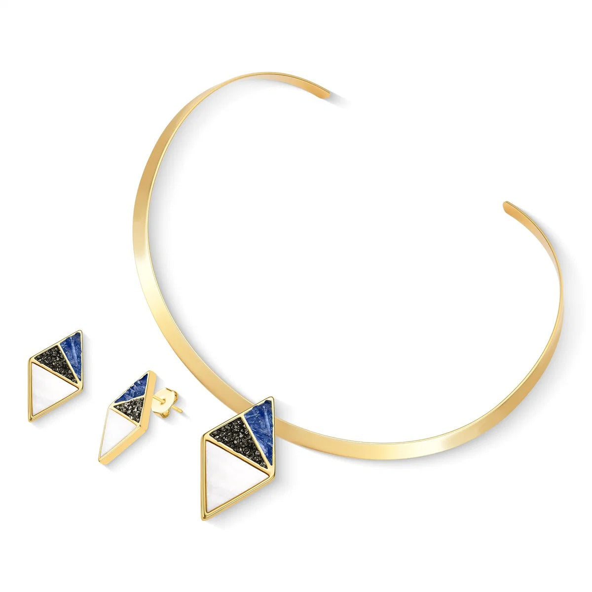 Conjunto Brilhato Pedras Naturais Brasileiras — Folheado a Ouro