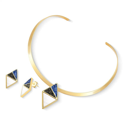Conjunto Brilhato Pedras Naturais Brasileiras — Folheado a Ouro