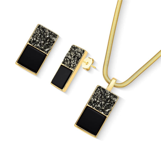 Conjunto Brilhato Pedras Naturais Brasileiras — Folheado a Ouro