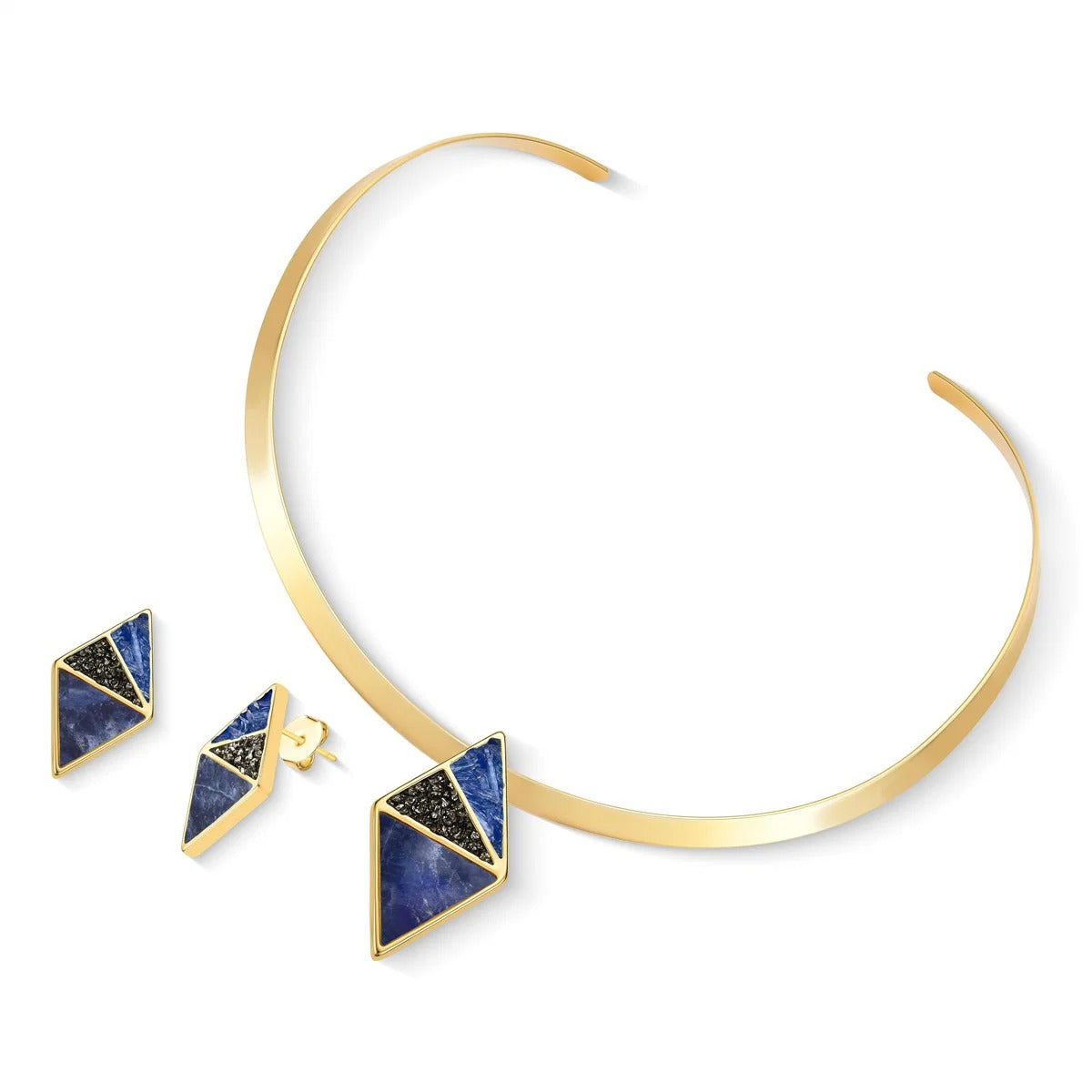 Conjunto Brilhato Pedras Naturais Brasileiras — Folheado a Ouro