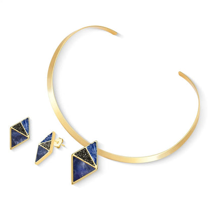 Conjunto Brilhato Pedras Naturais Brasileiras — Folheado a Ouro