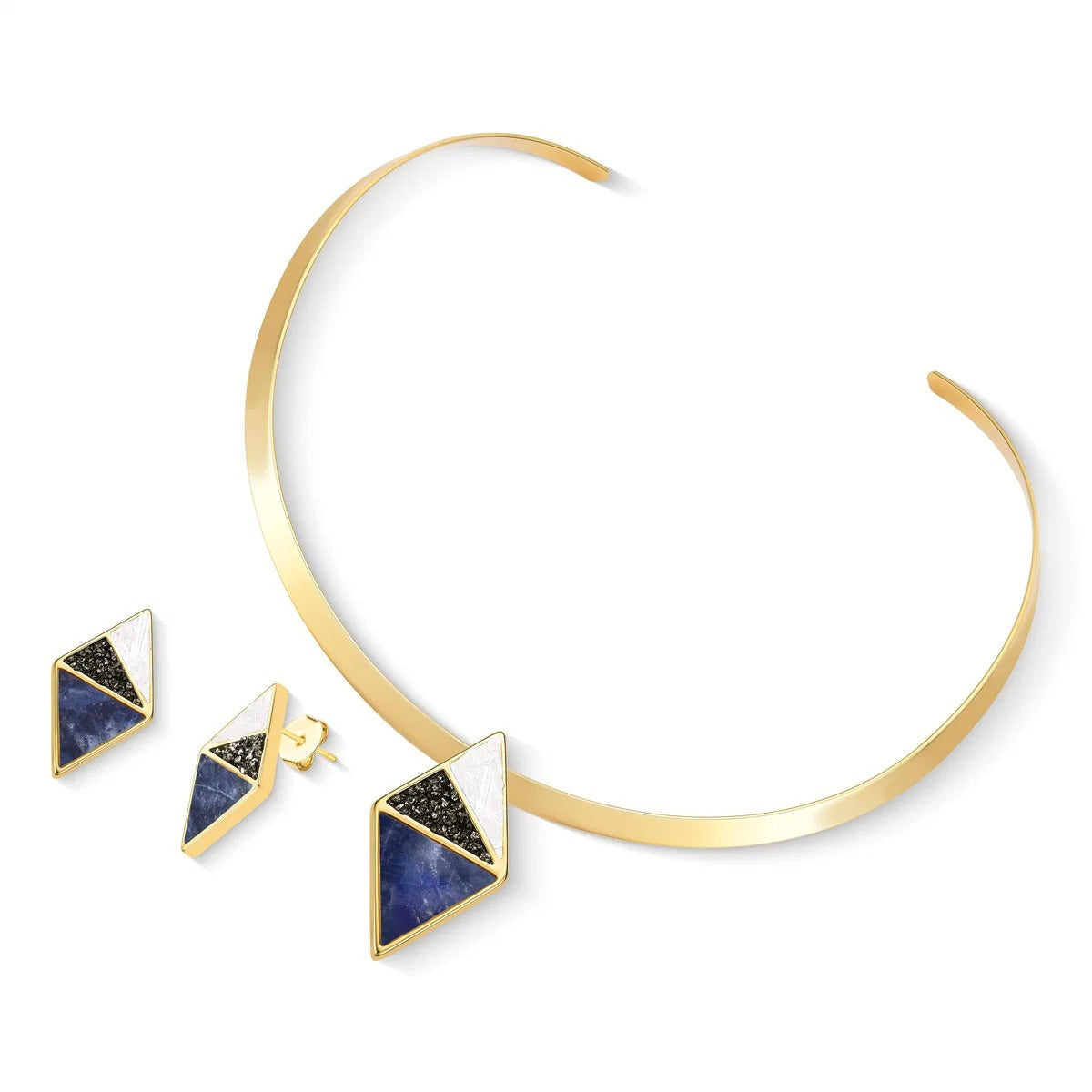 Conjunto Brilhato Pedras Naturais Brasileiras — Folheado a Ouro
