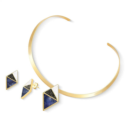 Conjunto Brilhato Pedras Naturais Brasileiras — Folheado a Ouro
