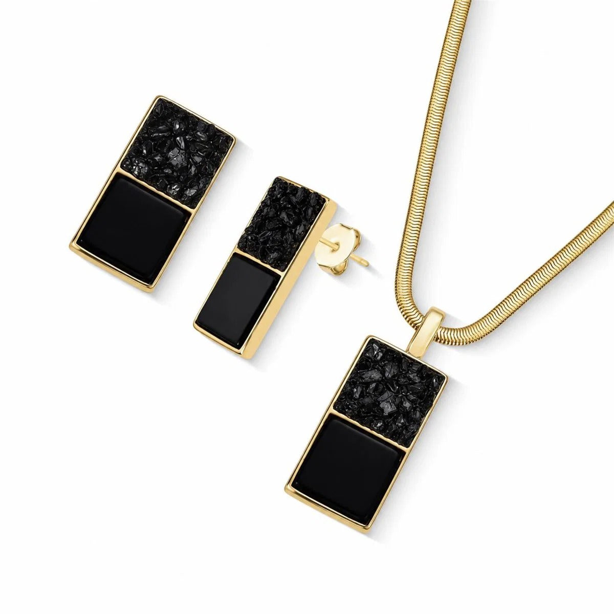 Conjunto Brilhato Pedras Naturais Brasileiras — Folheado a Ouro