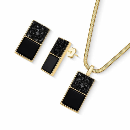 Conjunto Brilhato Pedras Naturais Brasileiras — Folheado a Ouro