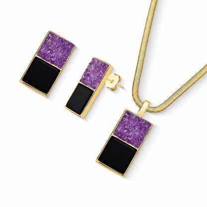Conjunto Brilhato Pedras Naturais Brasileiras — Folheado a Ouro