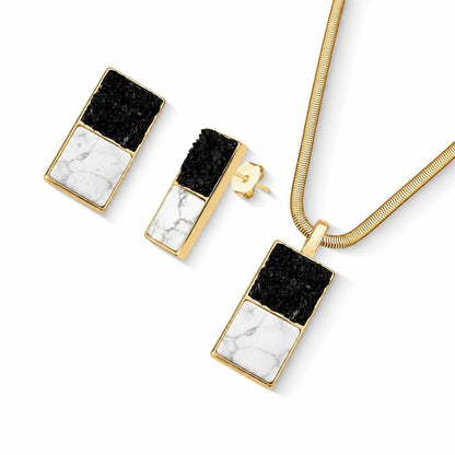 Conjunto Brilhato Pedras Naturais Brasileiras — Folheado a Ouro