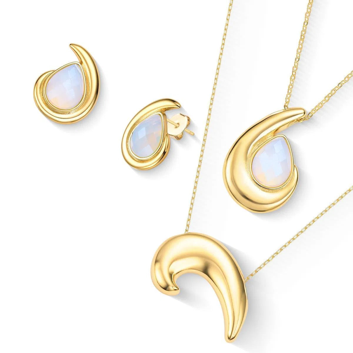 Conjunto Brilhato Pedras Naturais Brasileiras — Folheado a Ouro