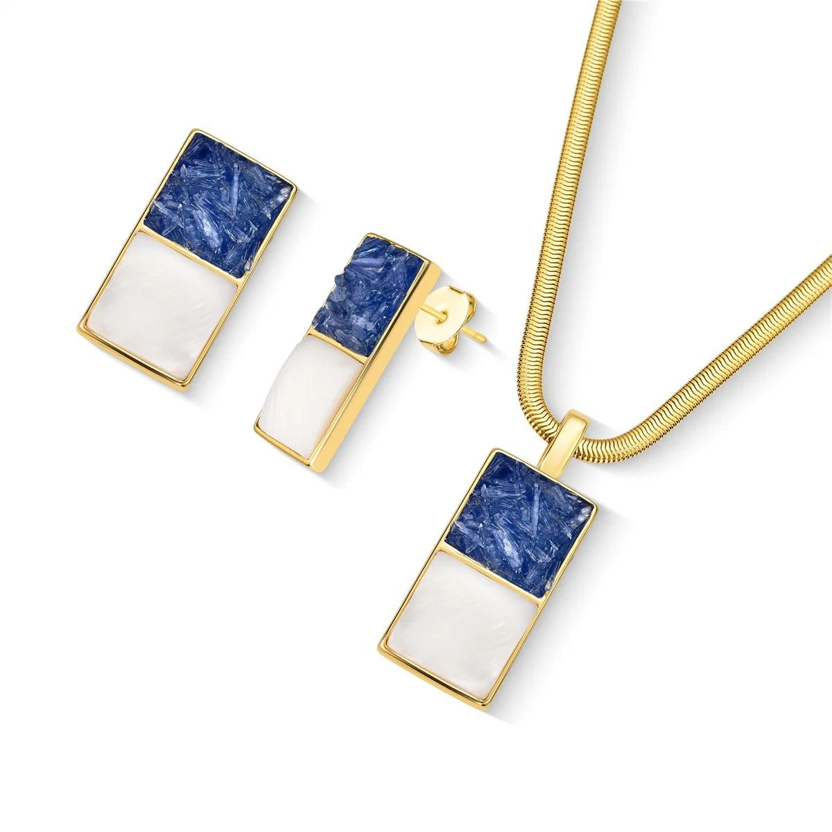 Conjunto Brilhato Pedras Naturais Brasileiras — Folheado a Ouro