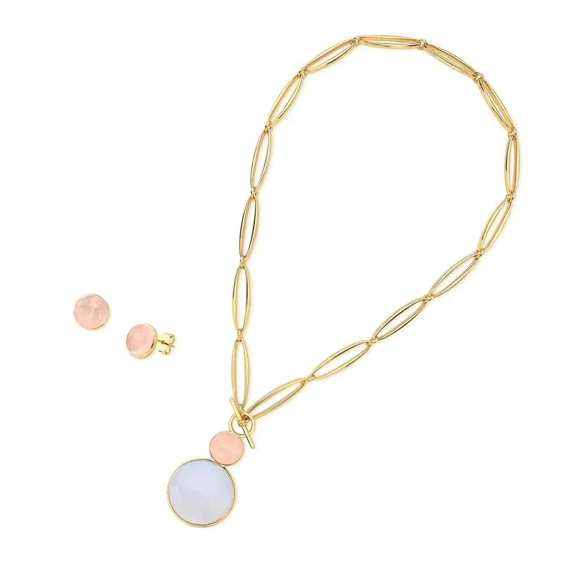 Conjunto Possebon Folheado a Ouro - Pedra Natural