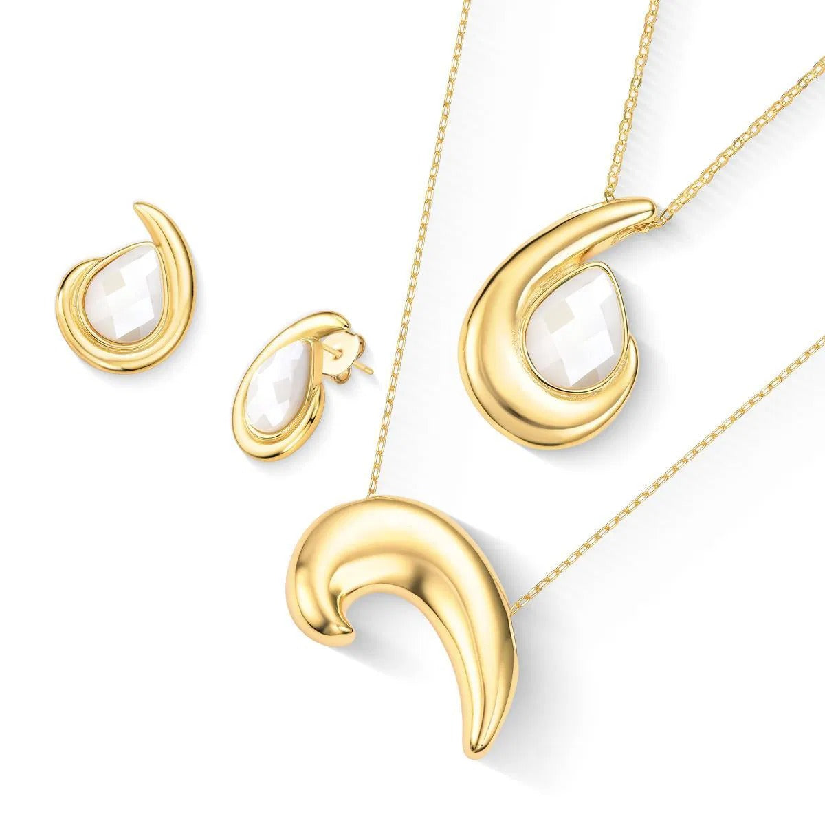 Conjunto Brilhato Pedras Naturais Brasileiras — Folheado a Ouro