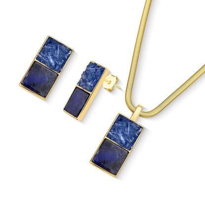 Conjunto Brilhato Pedras Naturais Brasileiras — Folheado a Ouro