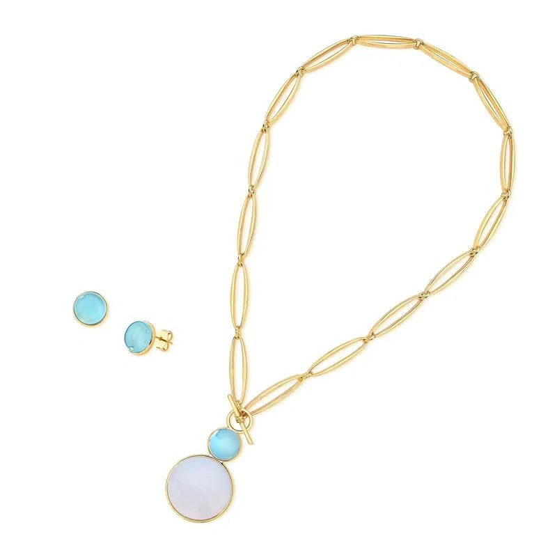 Conjunto Possebon Folheado a Ouro - Pedra Natural