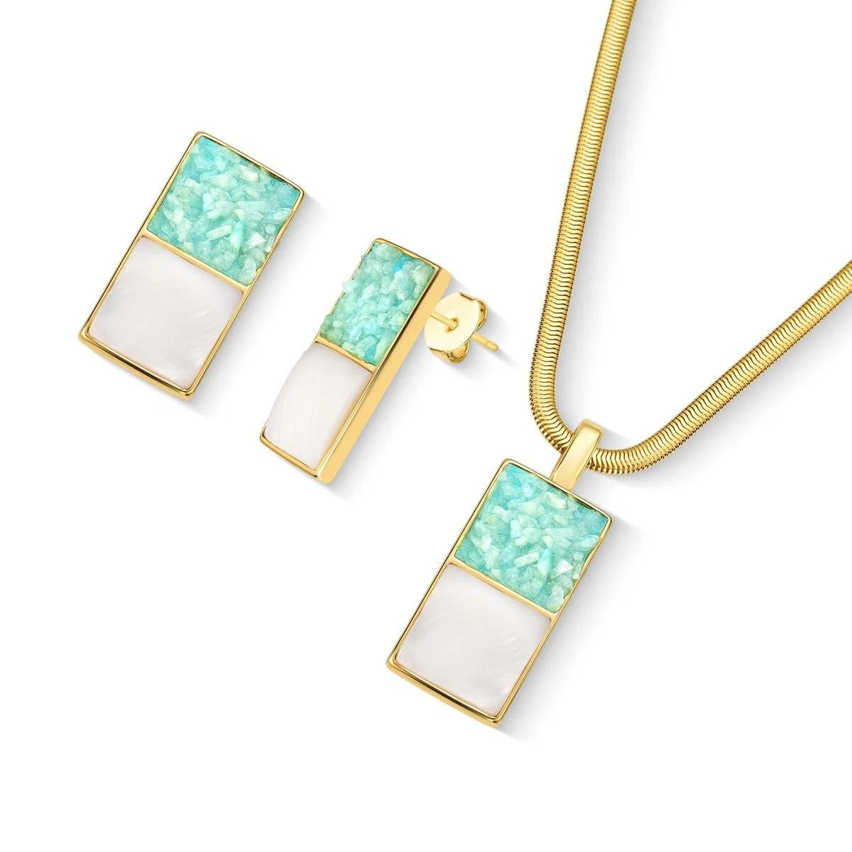 Conjunto Brilhato Pedras Naturais Brasileiras — Folheado a Ouro