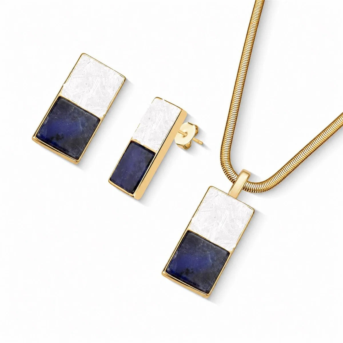 Conjunto Brilhato Pedras Naturais Brasileiras — Folheado a Ouro