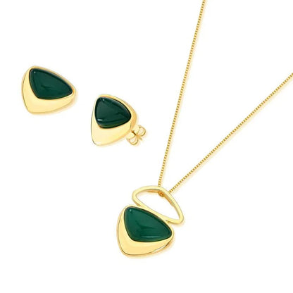 Conjunto Brilhato Pedras Naturais Brasileiras — Folheado a Ouro