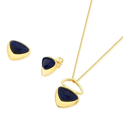 Conjunto Brilhato Pedras Naturais Brasileiras — Folheado a Ouro