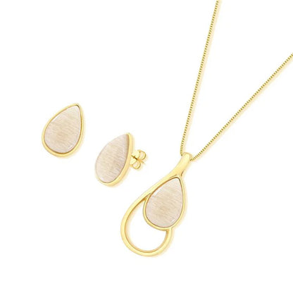 Conjunto Brilhato Pedras Naturais Brasileiras — Folheado a Ouro