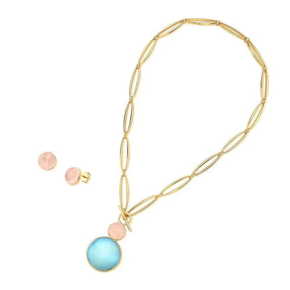 Conjunto Possebon Folheado a Ouro - Pedra Natural