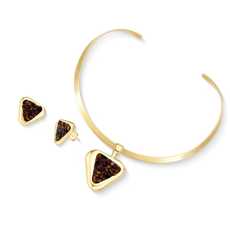 Conjunto Brilhato Pedras Naturais Brasileiras — Folheado a Ouro